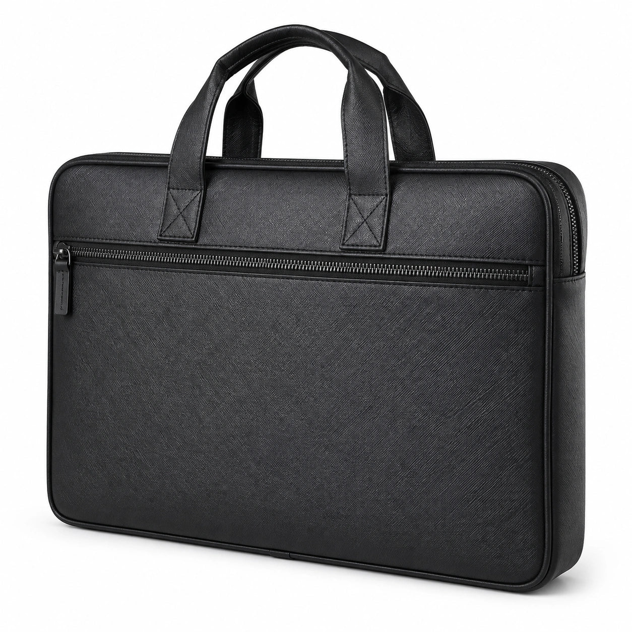Laptoptasche 15.6 Zoll Kunstleder Schwarz mit Frontfach und Tragegriffen
