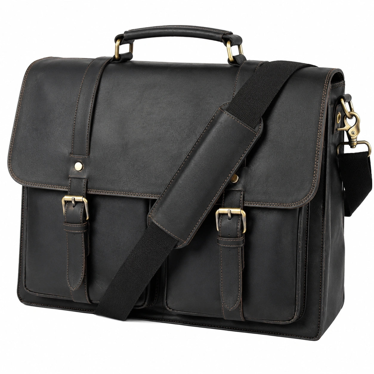 Aktentasche 40 cm schwarzes Kunstleder mit Schultergurt f¨¹r Beruf und B¨¹ro