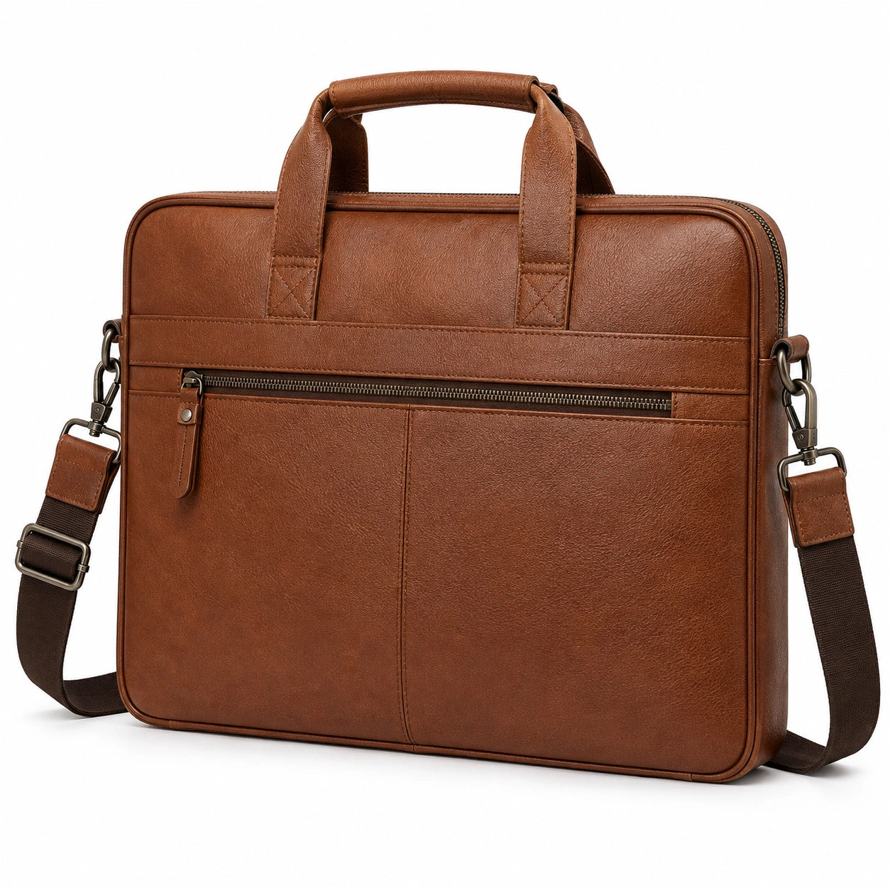 Laptoptasche 40 x 30 x 8 cm aus Kunstleder Braun mit Schultergurt