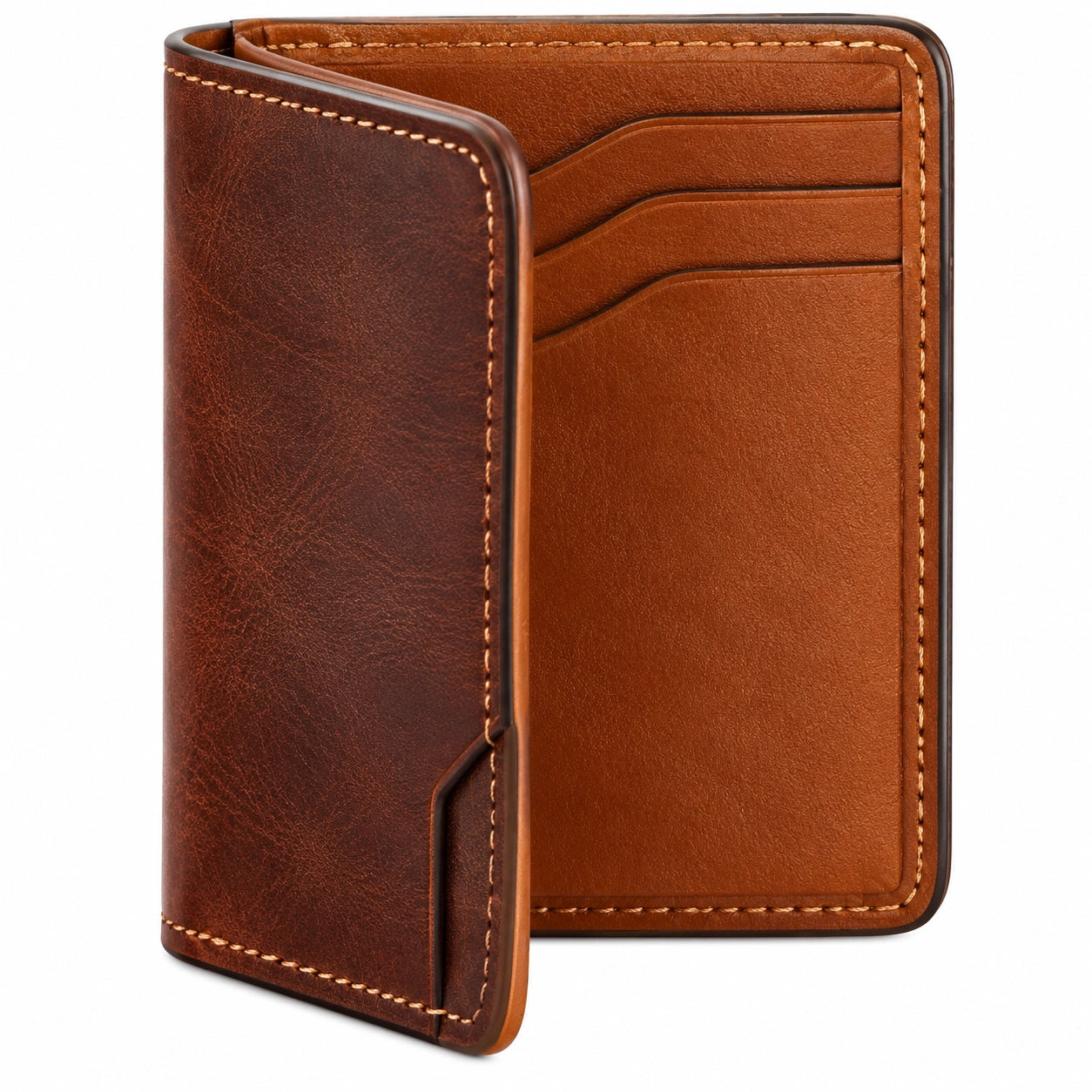 Kartenetui 11 x 8 x 1.5 cm aus Leder Braun mit Kartenf?chern