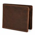 Geldb?rse 12 x 9.5 cm Leder Dunkelbraun Kartenfach im Vintage Stil