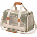 Haustier-Transporttasche 45 x 28 x 30 cm aus Textil in Gr¨¹n Creme mit Netzfenstern