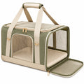 Transporttasche f¨¹r Haustiere 45 x 28 x 30 cm aus Textil in Gr¨¹n Beige mit Netzfenstern