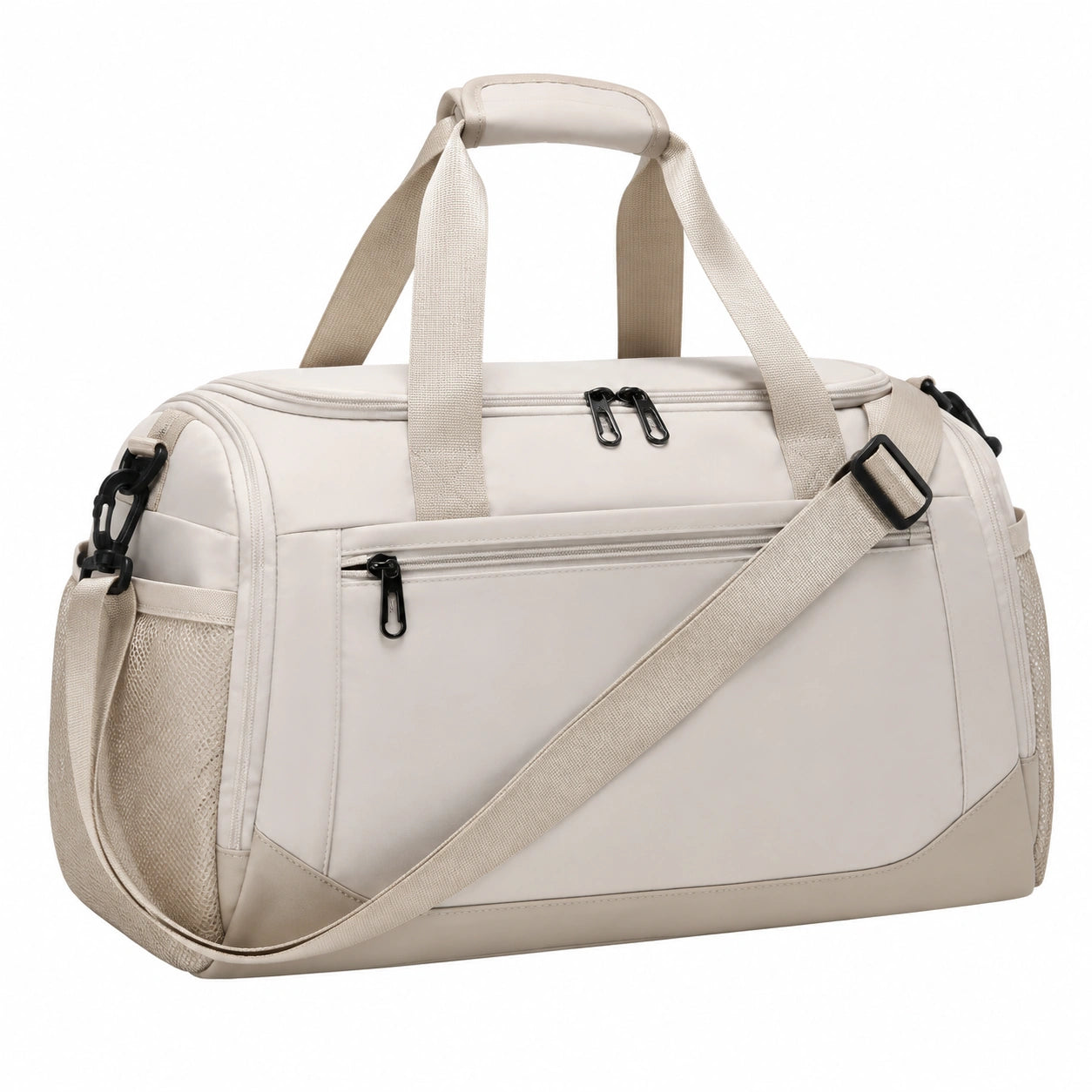 Sporttasche 50 x 25 x 28 cm aus Polyester in Creme mit Schultergurt