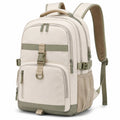 Rucksack 30 x 18 x 45 cm Textil Beige Gr¨¹n mit Rei?verschluss und mehreren F?chern