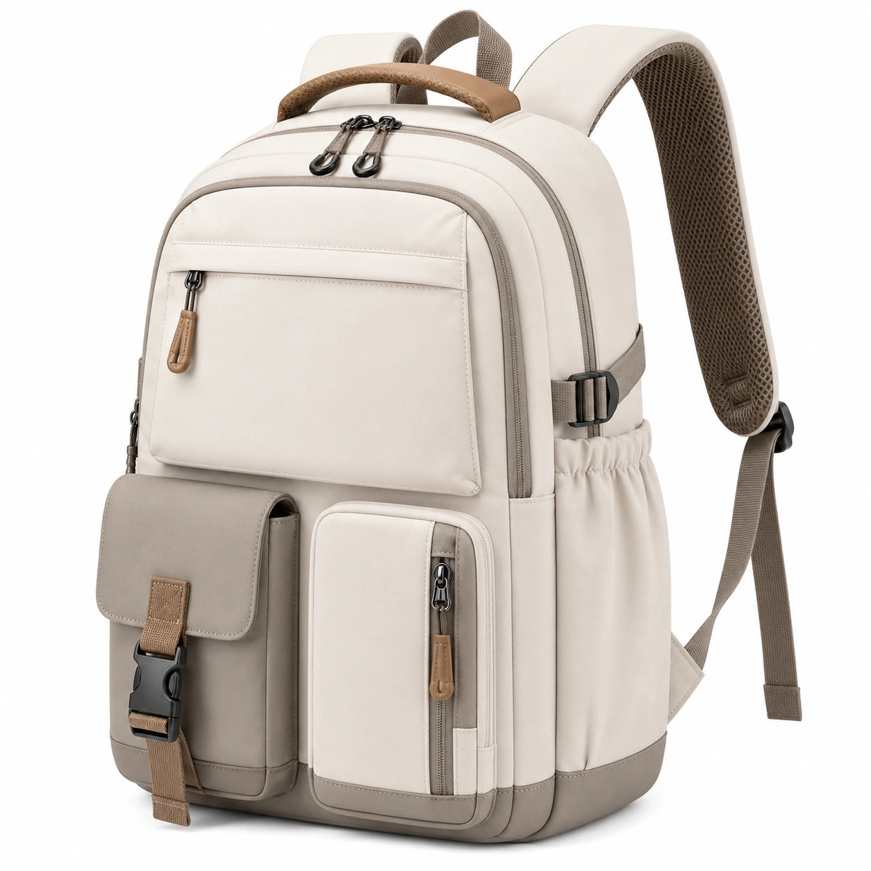 Rucksack 30 x 18 x 45 cm aus Textil in Creme/Taupe mit Mehrfachf?chern f¨¹r Alltag und Reise