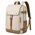 Rucksack 30 x 15 x 42 cm aus Kunstleder Beige Braun mit Laptopfach und Seitentasche