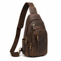 Umh?ngetasche 33 cm aus Leder Dunkelbraun mit Rei?verschluss und mehreren F?chern