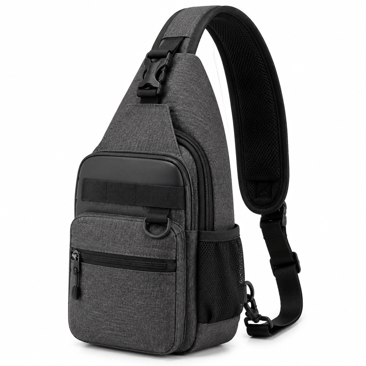 Umh?ngetasche 18 x 8 x 31 cm aus Textilgewebe in Dunkelgrau - kompakte Schultertasche mit Rei?verschl¨¹ssen