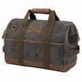 Reisetasche 50 cm aus Textil und Kunstleder dunkelgrau braun im Vintage-Stil
