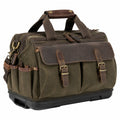 Reisetasche 45 x 25 x 30 cm aus Canvas und Leder Olivgr¨¹n f¨¹r Reisen mit Schultergurt