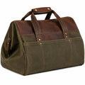Reisetasche 50 x 25 x 30 cm Canvas und Leder Olivgr¨¹n Braun f¨¹r Wochenendreisen mit Rei?verschluss