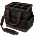 Werkzeugtasche 30 x 23 x 25 cm aus Polyester Schwarz Braun mit F?chern und Schultergurt