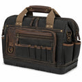 Werkzeugtasche 43 cm Canvas Schwarz Braun mit Rei?verschluss und Tragegriffen